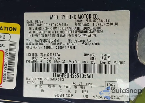 2025 Ford Mustang Ecoboost Premium from USA, damaged, VIN 1FAGP8UH2S5105661